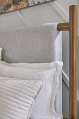 Lyncott Brown Upholstered Bedroom Set Queen 3: Bed, Dresser, Mirror from Decor Furniture