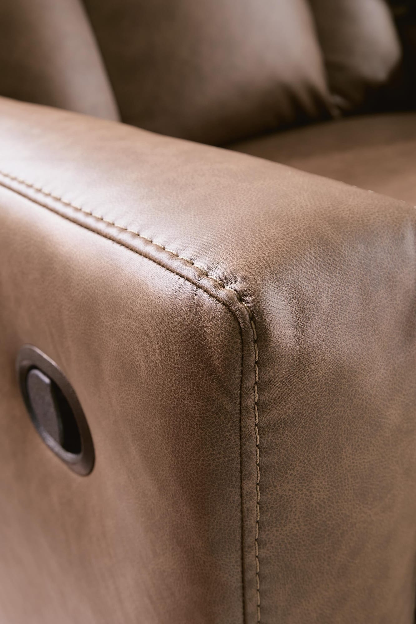 Mackmenville Caramel Faux Leather Recliner from Decor Furniture