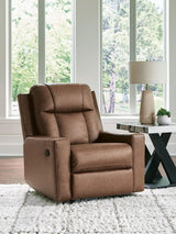 Mackmenville Caramel Faux Leather Recliner view 6