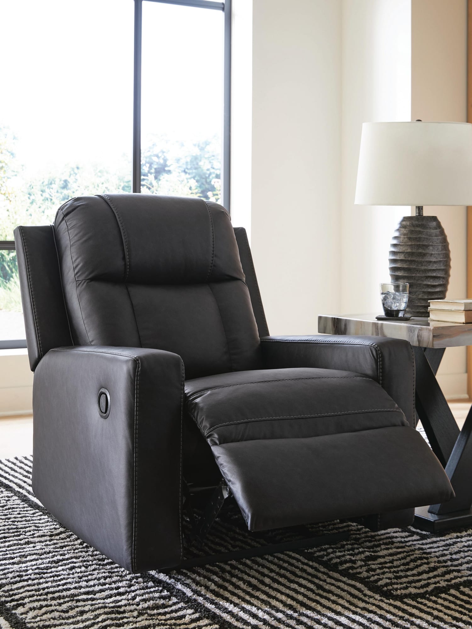 Mackmenville Carbon Faux Leather Recliner view 7