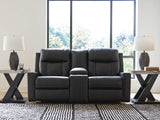 Mackmenville Carbon Faux Leather Reclining Loveseat with Console view 7