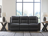 Mackmenville Carbon Faux Leather Reclining Sofa view 6