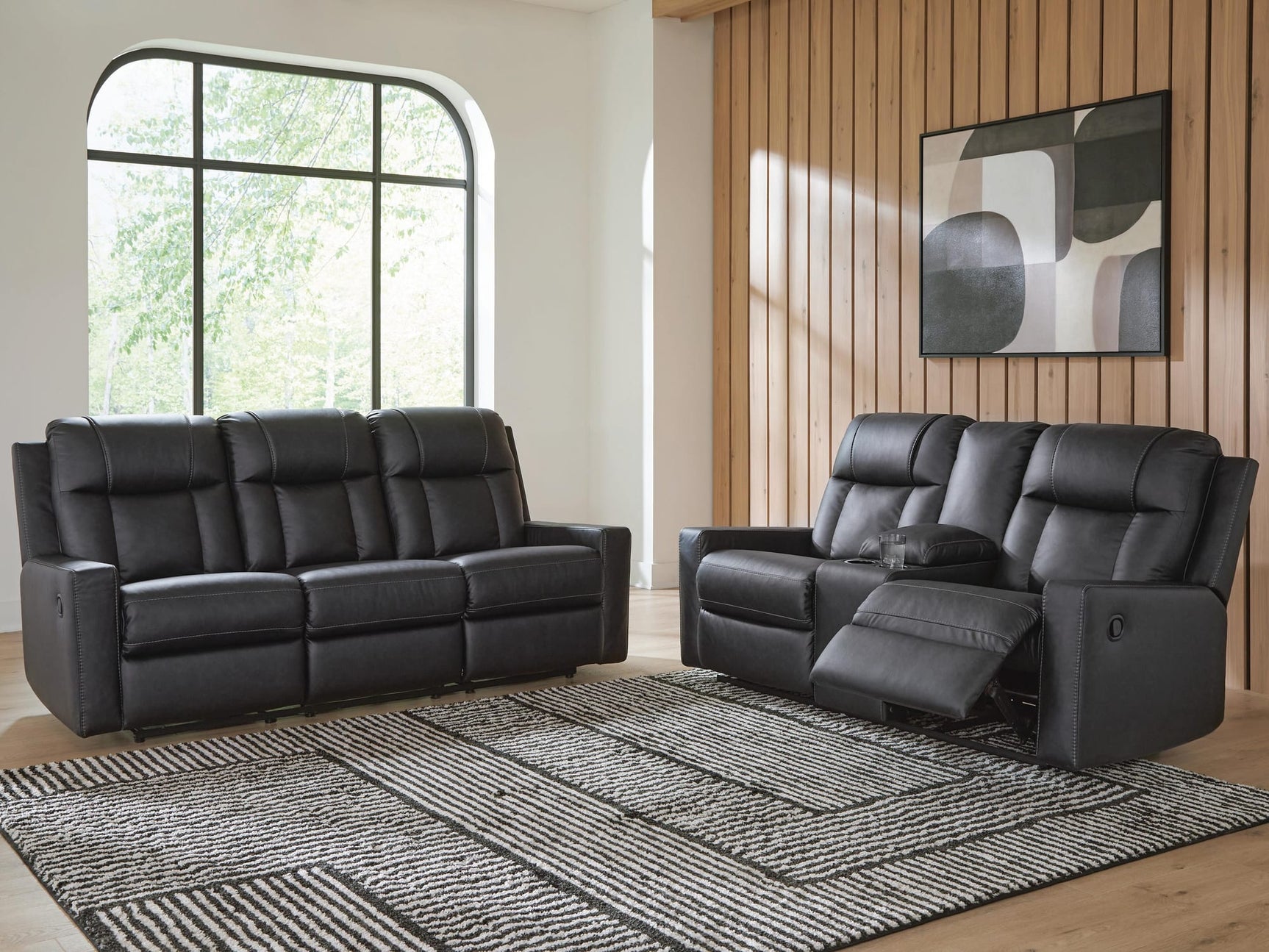 Mackmenville Carbon Reclining Sofa and Reclining Loveseat with Console view 4