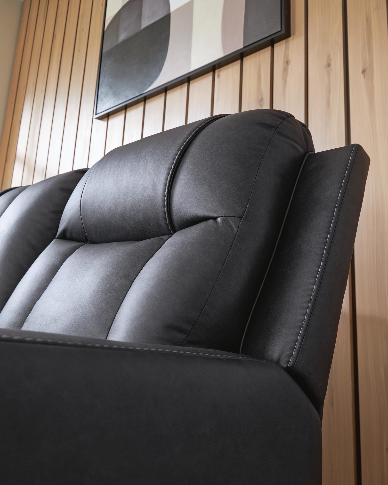 Mackmenville Carbon Reclining Sofa and Reclining Loveseat with Console detail view