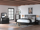 Maribel Black Panel Bedroom Set with Multiple Size and Piece Options King 4: Bed, Dresser, Mirror, NightStand from Decor Furniture