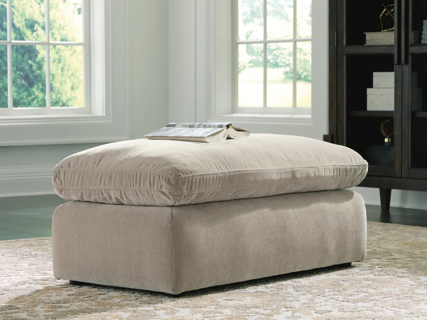Maxton Heights Pebble Chenille,Velvet Ottoman from Decor Furniture