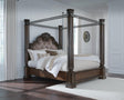 Maylee Dark Brown Canopy Bedroom Set Queen 3: Bed, Dresser, Mirror from Decor Furniture