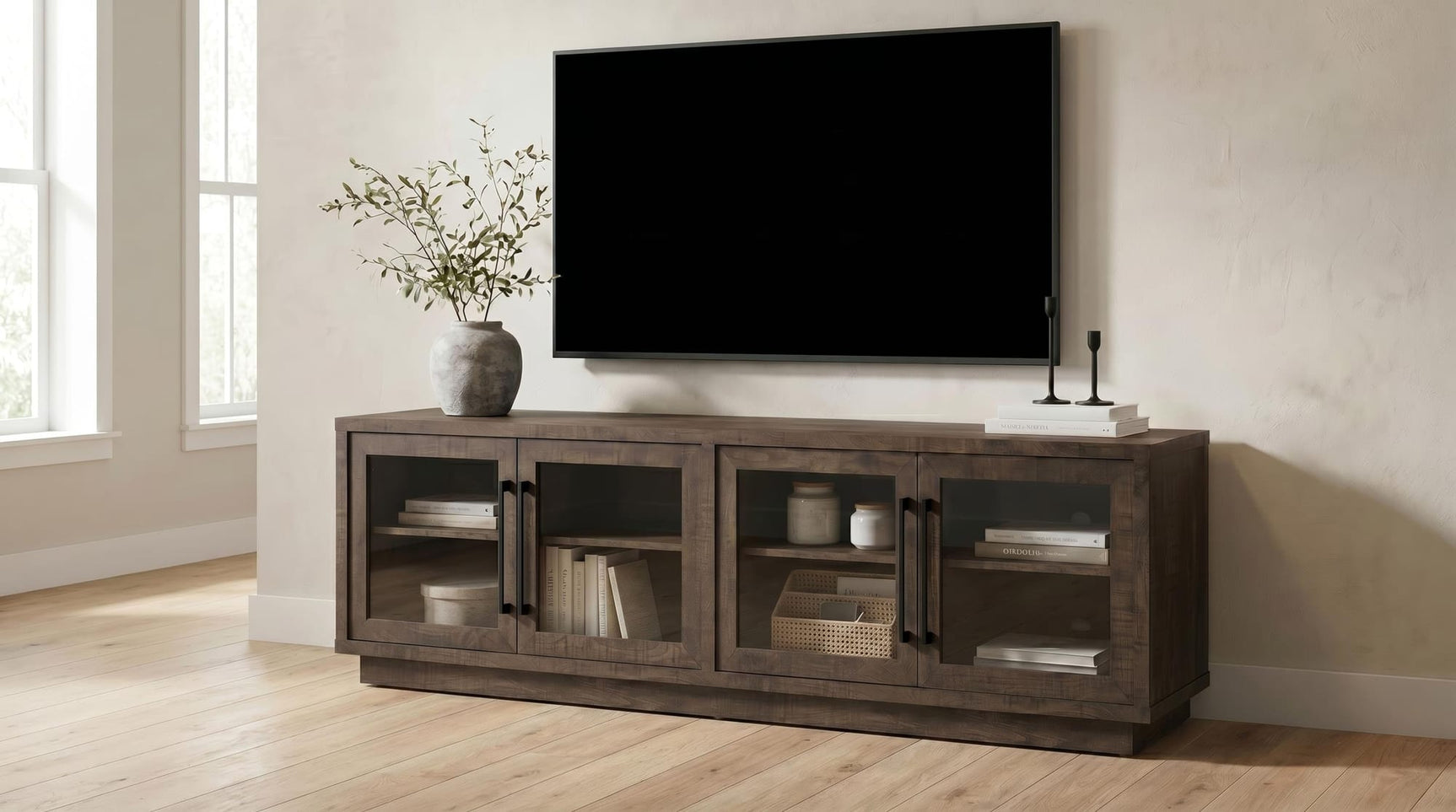 Medina 4-Door TV Stand for TVs up to 85 Inches Dark Rustic Mango view 2