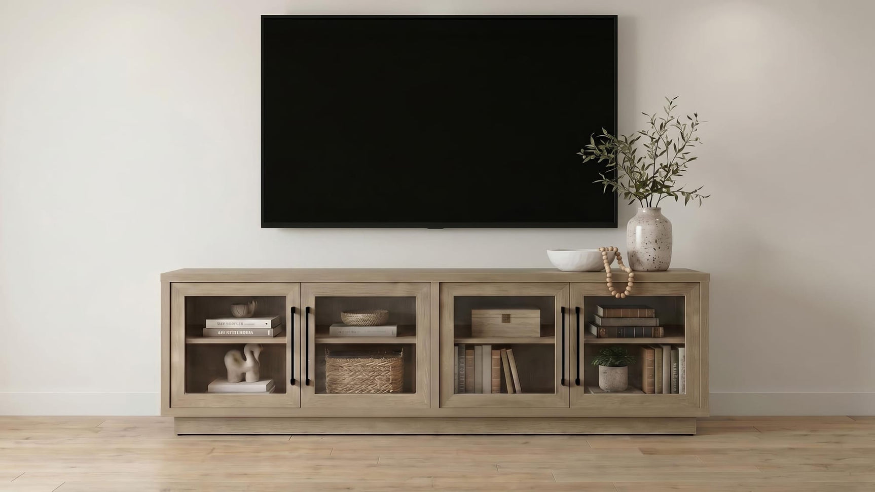 Medina 4-Door TV Stand for TVs up to 85 Inches Latte view 2