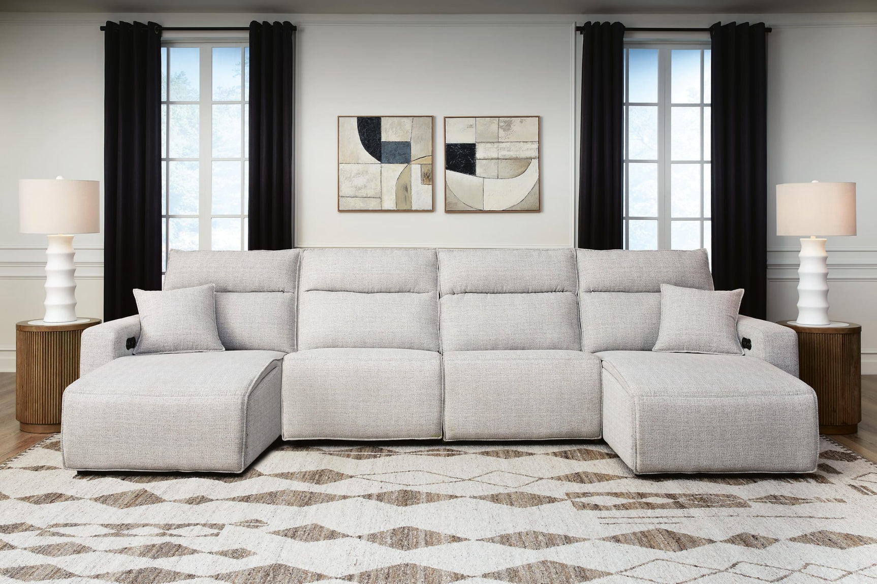 Modmax II Stone 4-Piece Reclining Sectional with Double Chaise from Decor Furniture