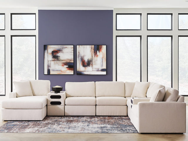 Modmax Oyster 8-Piece Sectional with Storage Chaise and Audio Consoles from Decor Furniture