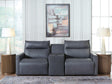 ModZ Blue 3-Piece Power Reclining Sectional Loveseat with Audio Console from Decor Furniture