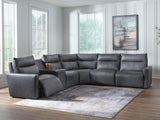 ModZ Blue 6-Piece Power Reclining Sectional with Audio Console view 3