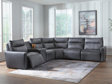 ModZ Blue 6-Piece Power Reclining Sectional with Audio Console view 3