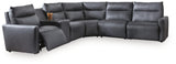 ModZ Blue 6-Piece Power Reclining Sectional with Audio Console view 4