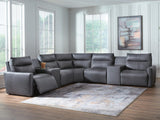 ModZ Blue 7-Piece Power Reclining Sectional with Audio Consoles view 3