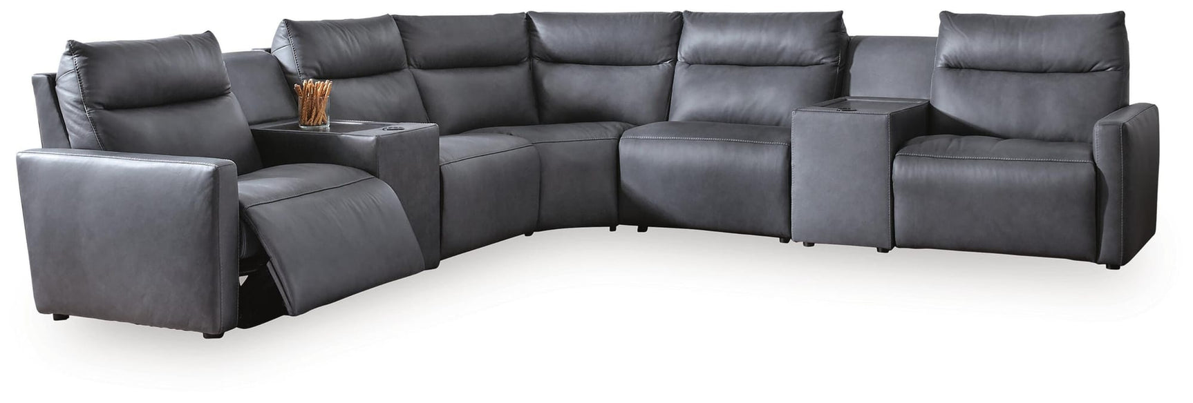 ModZ Blue 7-Piece Power Reclining Sectional with Audio Consoles view 4