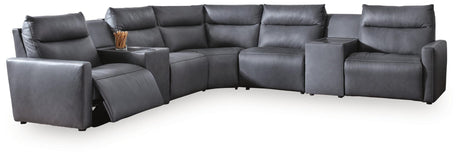 ModZ Blue 7-Piece Power Reclining Sectional with Audio Consoles view 4