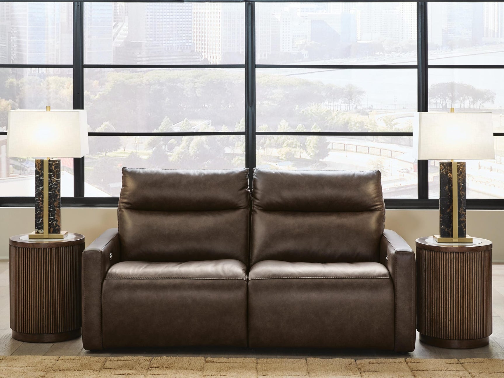 ModZ Chocolate 2-Piece Power Reclining Sectional Loveseat from Decor Furniture