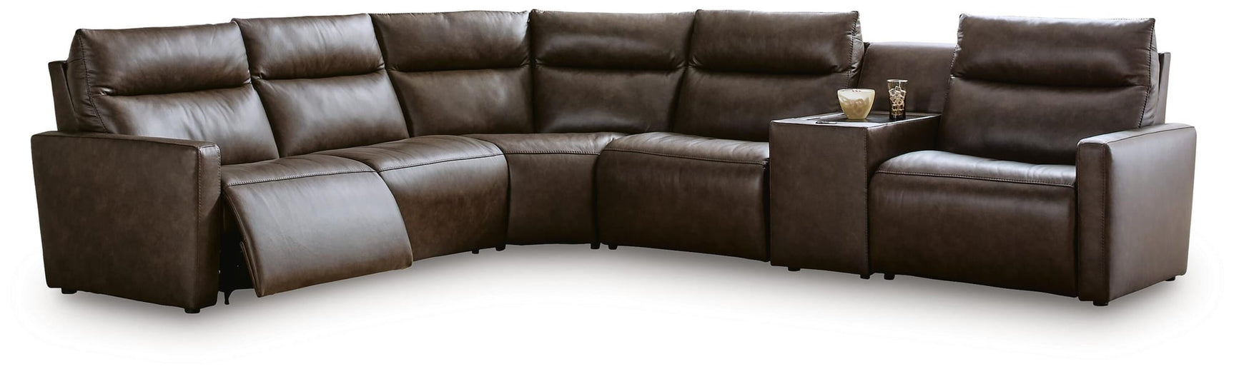 ModZ Chocolate 6-Piece Power Reclining Sectional with Audio Console view 6