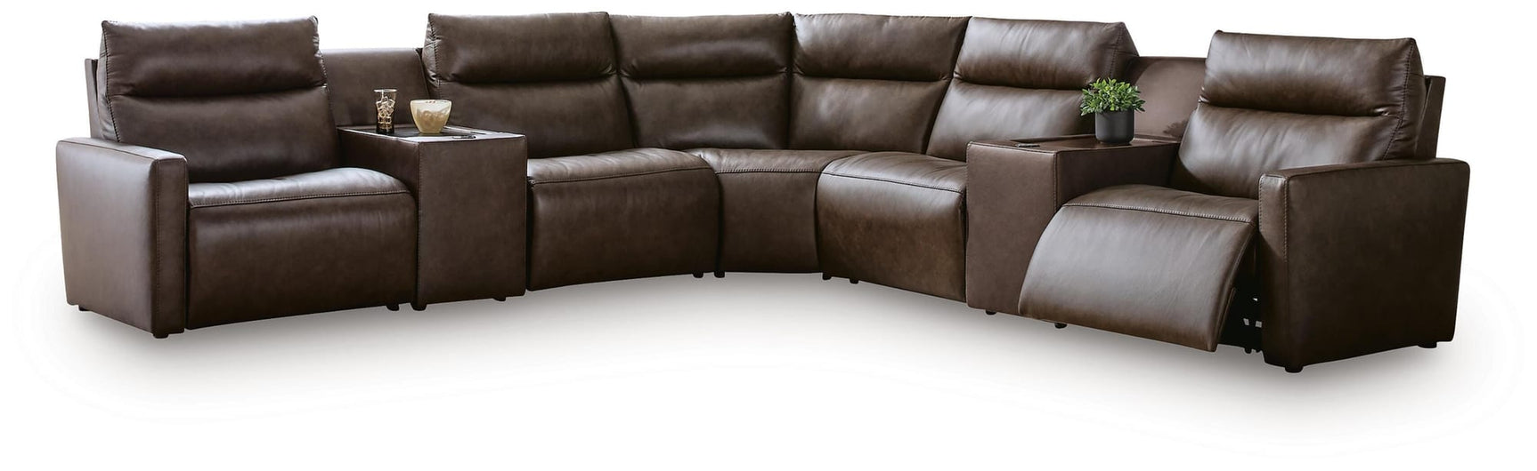 ModZ Chocolate 7-Piece Power Reclining Sectional with Audio Consoles view 6