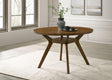 Mueller 48-inch Round Mindi Veneer Dining Table Brown view 2