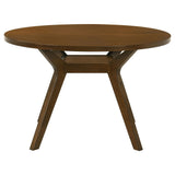 Mueller 48-inch Round Mindi Veneer Dining Table Brown view 3