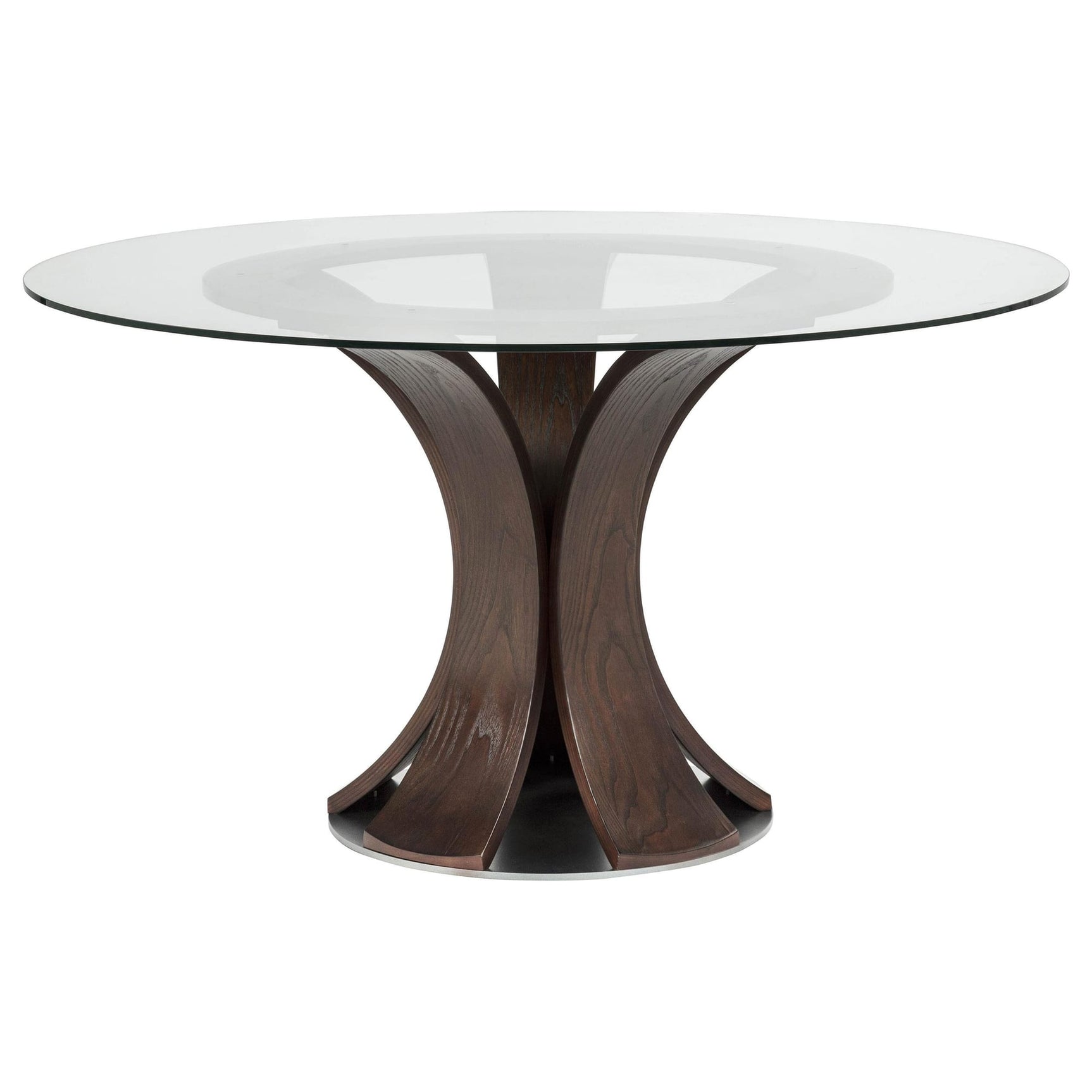 Naser 48-inch Round Glass Top Dining Table Dark Walnut from Decor Furniture