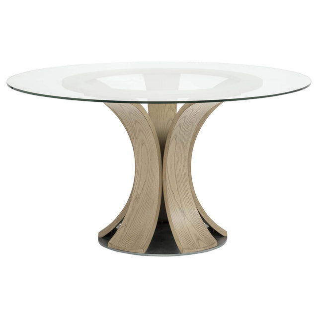 Naser 48-inch Round Glass Top Dining Table Light Oak from Decor Furniture