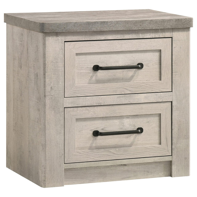 Nevado Farmhouse 2-Drawer Nightstand Grey and Weathered Taupe from Decor Furniture