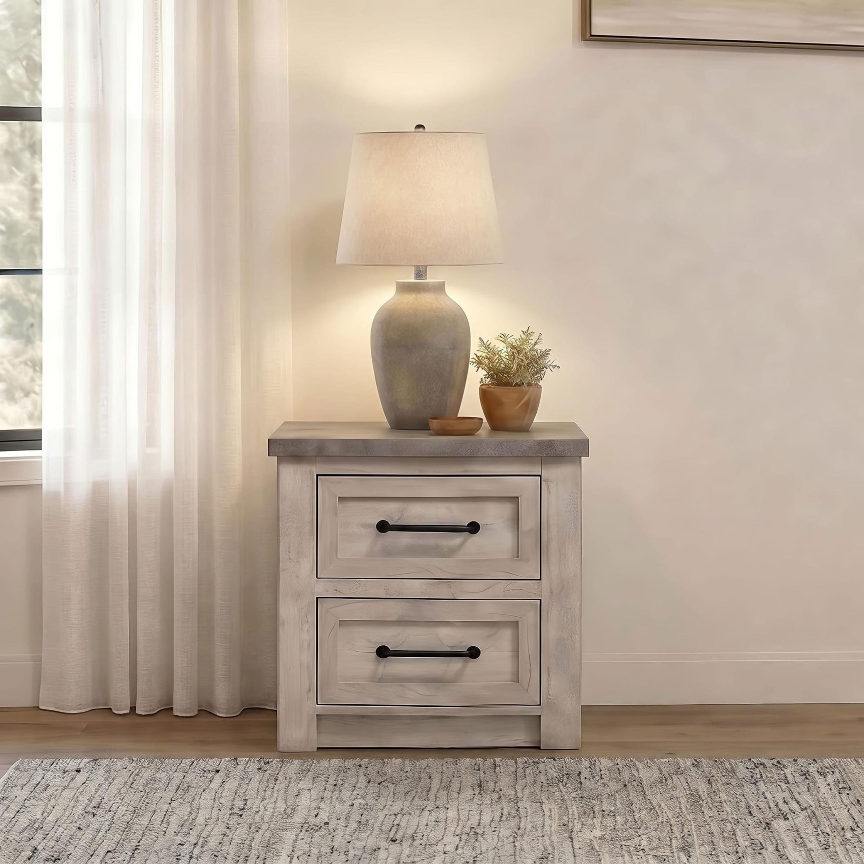 Nevado Farmhouse 2-Drawer Nightstand Grey and Weathered Taupe view 2