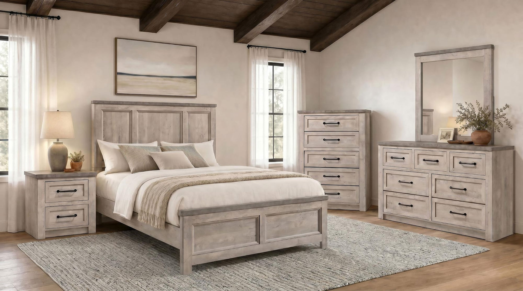 Nevado Farmhouse 2-Drawer Nightstand Grey and Weathered Taupe view 15