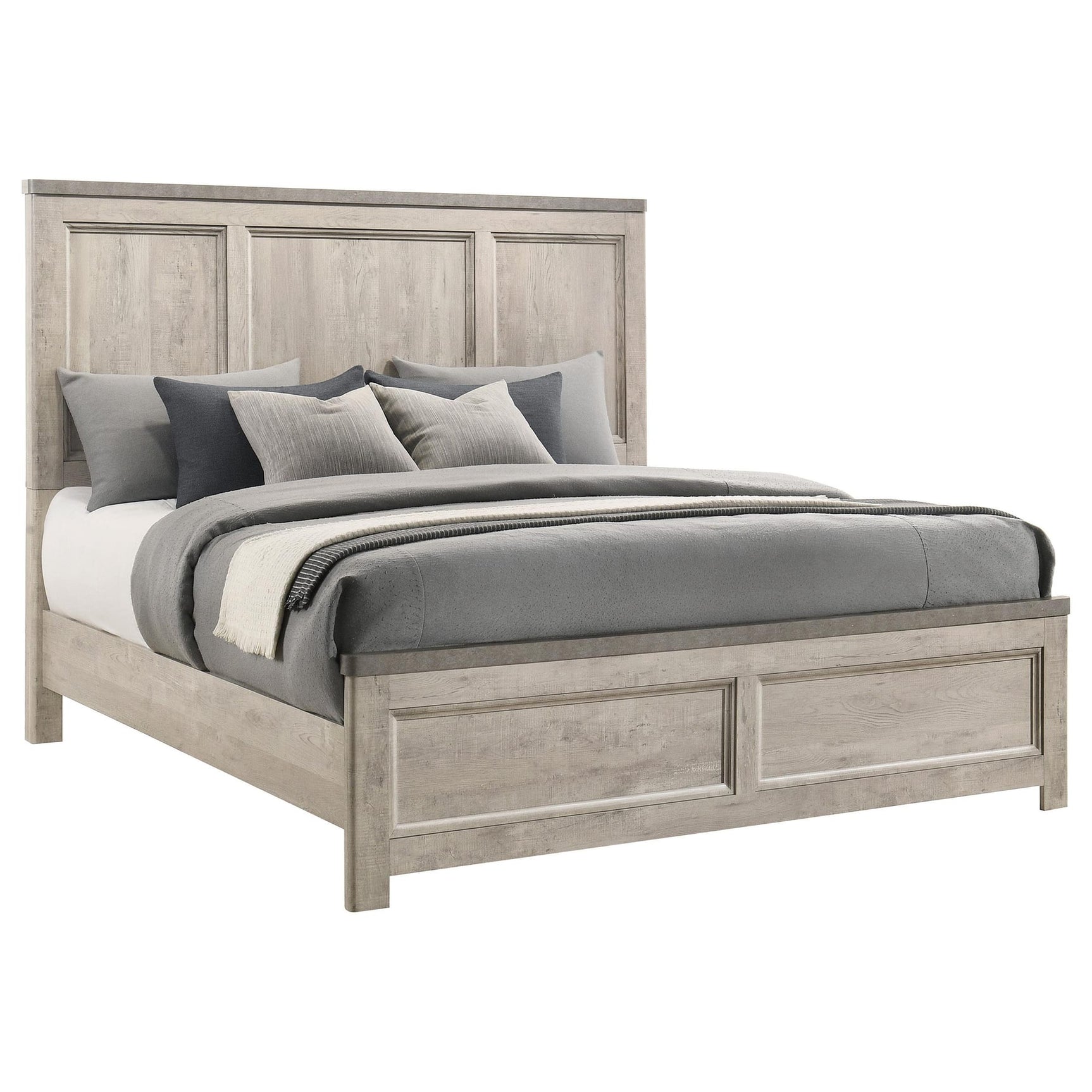 Nevado Farmhouse Eastern King Panel Bed Grey and Weathered Taupe view 3