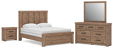 Oliandon Light Brown Panel Bed. Dresser, Mirror Bedroom Set from Decor Furniture