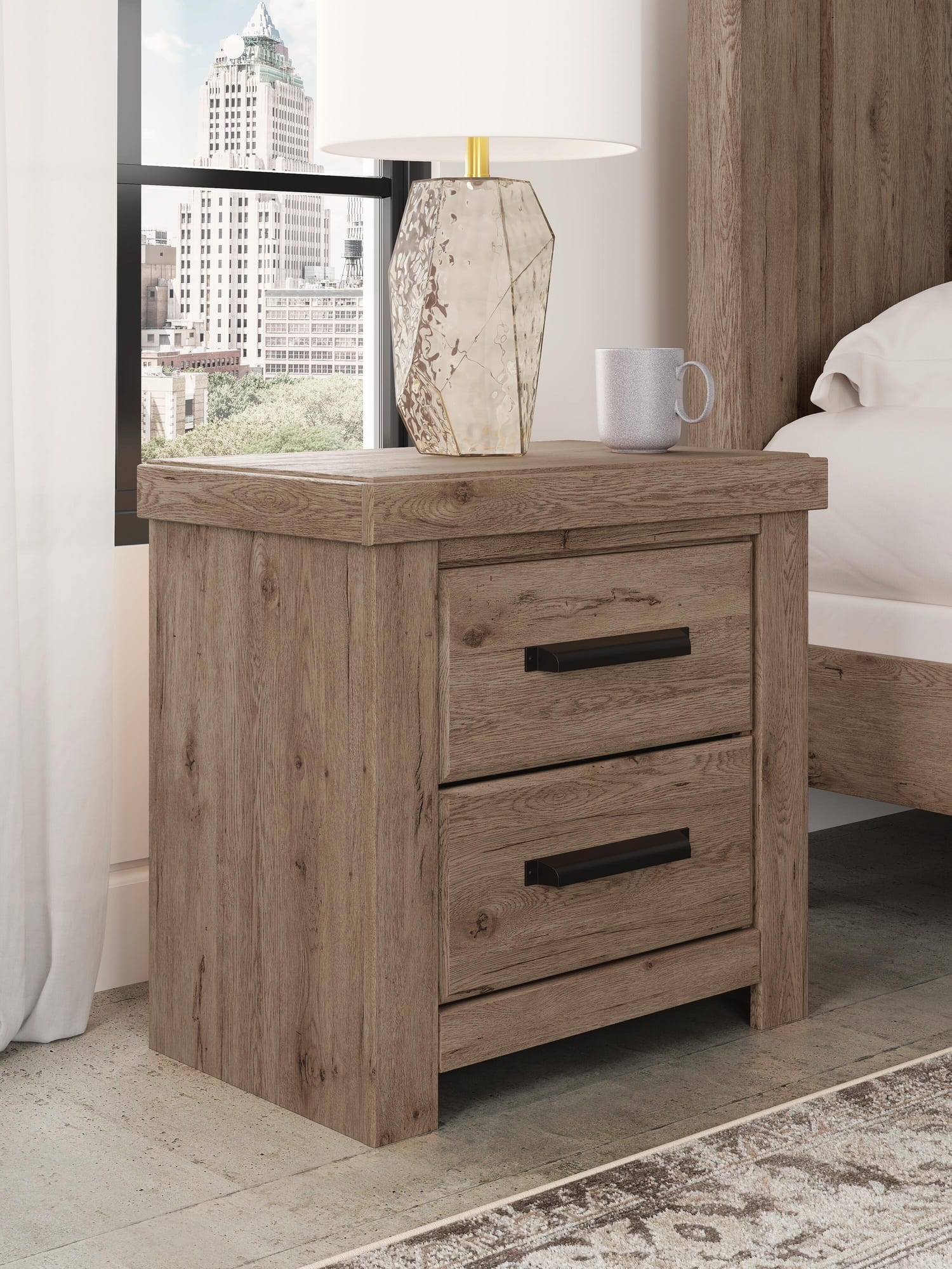 Oliandon Light Brown Panel Bed. Dresser, Mirror Bedroom Set view 16