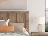 Oliandon Light Brown Panel Storage Bed. Dresser, Mirror Bedroom Set detail view