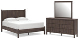 Pamytta Brown Platform Bedroom Set Queen 3: Bed, Dresser, Mirror from Decor Furniture