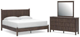 Pamytta Brown Platform Bedroom Set King 3: Bed, Dresser, Mirror from Decor Furniture