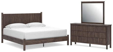 Pamytta Brown Platform Bedroom Set King 3: Bed, Dresser, Mirror from Decor Furniture