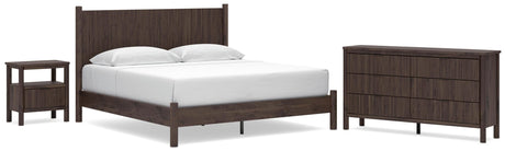 Pamytta Brown Platform Bedroom Set King 4: Bed, Dresser, Mirror, NightStand from Decor Furniture