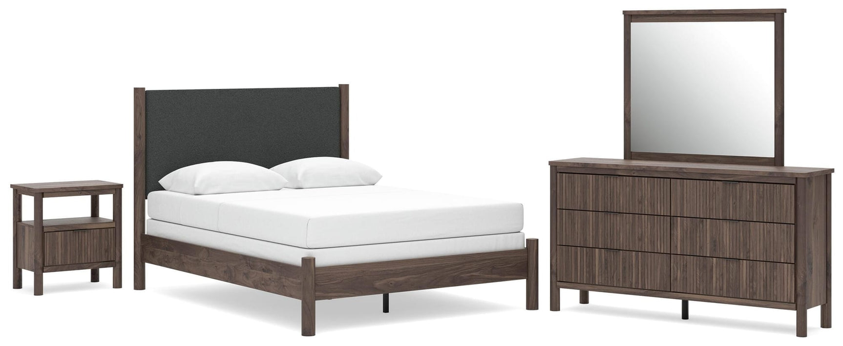 Pamytta Brown Upholstered Panel Bedroom Set from Decor Furniture