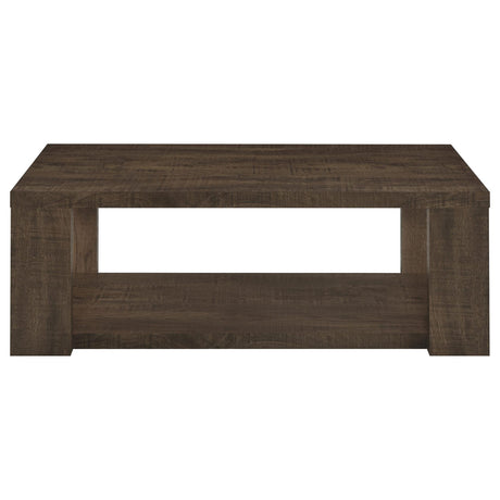 Pavone 2-Piece Coffee and End Table Set with Open Shelves Dark Rustic Mango view 9