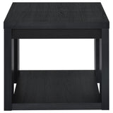 Pavone 2-Piece Transitional Coffee and End Table Set with Shelves Black view 6