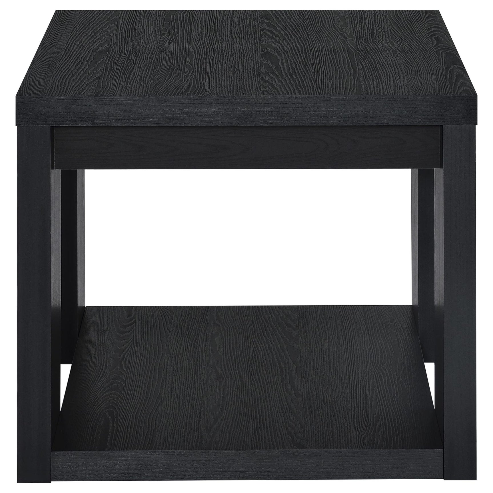 Pavone 2-Piece Transitional Coffee and End Table Set with Shelves Black view 6