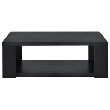Pavone 2-Piece Transitional Coffee and End Table Set with Shelves Black view 9