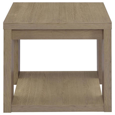 Pavone 2-Piece Transitional Coffee and End Table Set with Shelves Latte view 6