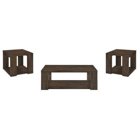 Pavone 3-Piece Coffee and End Table Set with Open Shelves Dark Rustic Mango view 2