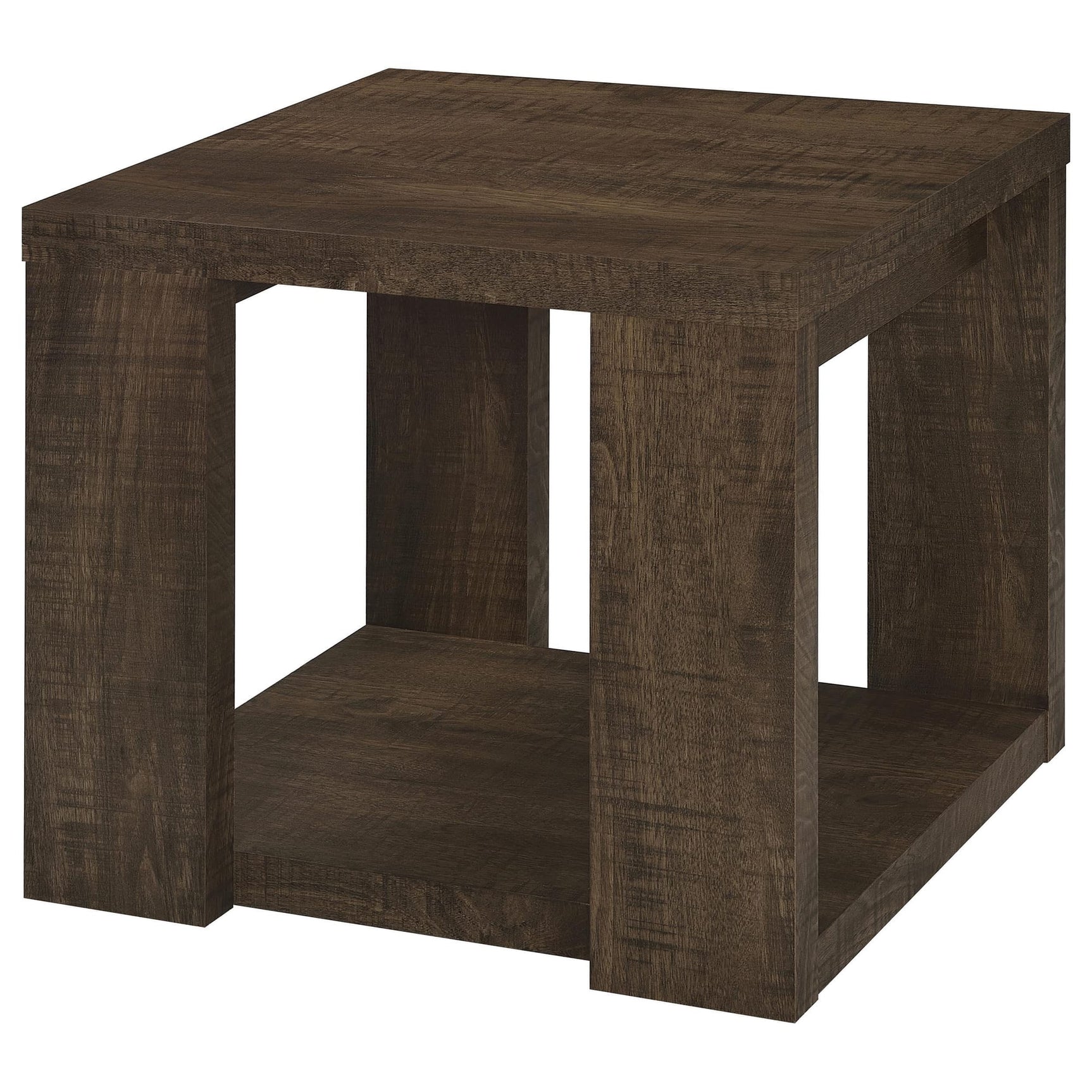 Pavone 3-Piece Coffee and End Table Set with Open Shelves Dark Rustic Mango view 5