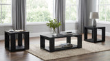 Pavone 3-Piece Transitional Coffee and End Table Set with Shelves Black from Decor Furniture