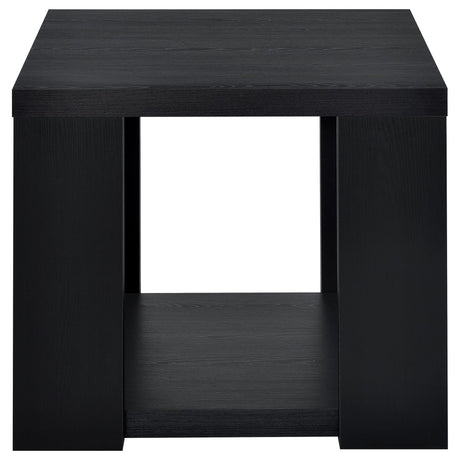 Pavone 3-Piece Transitional Coffee and End Table Set with Shelves Black view 4